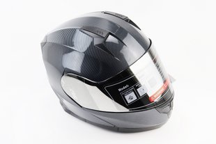 Фото товара – Шлем модуляр, закрытый с откидным подбородком+откидные очки BLD-162 S (55-56см), "КАРБОН" глянец