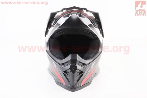 Фото товара – Шлем кроссовый/эндуро/АТV со стеклом BLD-819-7 S (55-56см), ЧЁРНЫЙ матовый с красно-серым рисунком