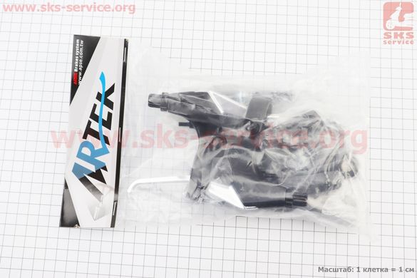 Фото товара – Тормоз V-brake 110мм (2 колеса) с ручками, тросами, алюминиевый, чёрный LV12DG/483D