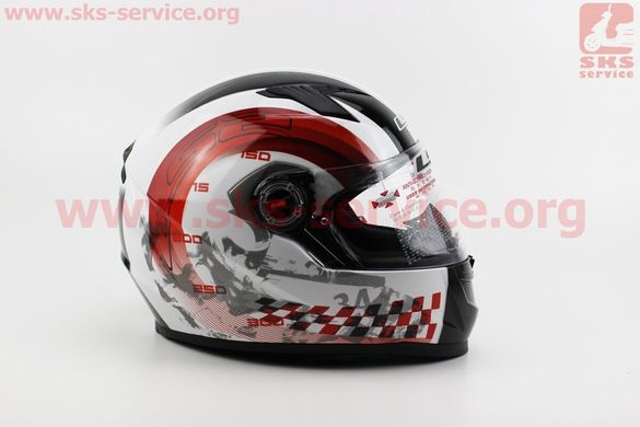 Фото товара – Шлем закрытый CHRONO II FF358 XL - БЕЛЫЙ с рисунком красно-черным