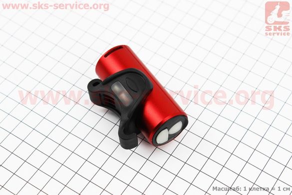 Фото товара – Фонарь передний 1 диод 350 lumen алюминиевый, Li-ion 3.7V 1200mAh зарядка от USB, влагозащитный, красный RPL-2289