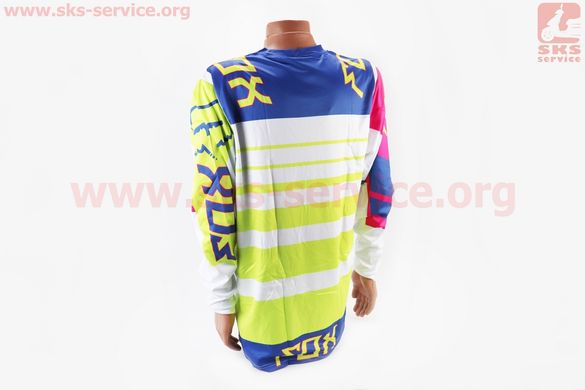 Фото товару – Футболка (Джерсі) чоловіча XL-(Polyester 100%), довгі рукави, вільний крій, біло-синьо-салатова, НЕ оригінал