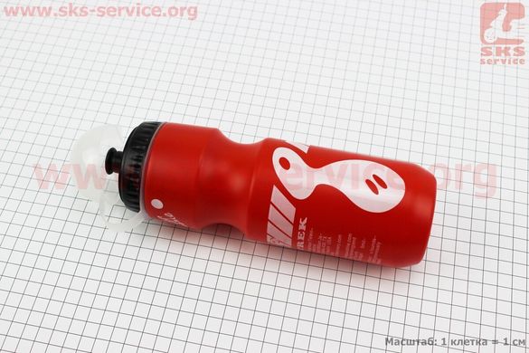 Фото товару – Фляга пластикова 550мл, з захисною кришкою, червона з малюнком білим "Trek"