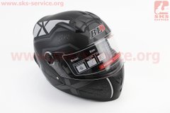 Фото товара – Шлем закрытый +очки BLD-М61 S- ЧЕРНЫЙ матовый с серым рисунком