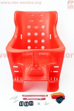 Фото товару – Сидіння для перевезення дітей пластмасове заднє, кріпл. на багажник, червоне