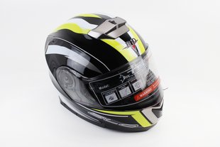 Фото товара – Шлем закрытый с откидным подбородком+очки BLD-160 S- ЧЕРНЫЙ с рисунком желто-белым