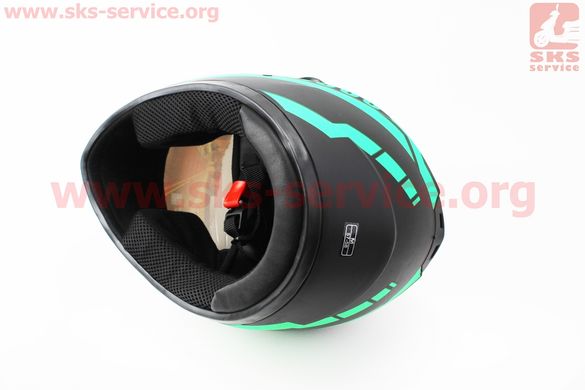 Фото товара – Шлем закрытый HF-111 M- ЧЕРНЫЙ матовый с зеленым рисунком Q154