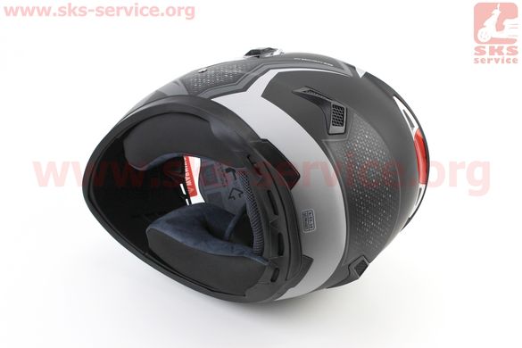 Фото товара – Шлем интеграл, закрытый+очки BLD-М61 S (55-56см), ЧЁРНЫЙ матовый с серым рисунком