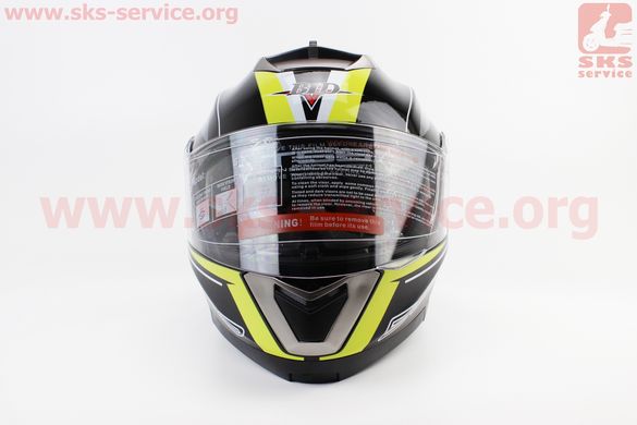 Фото товара – Шлем закрытый с откидным подбородком+очки BLD-160 S- ЧЕРНЫЙ с рисунком желто-белым