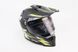 Шлем кроссовый/эндуро/АТV со стеклом (сертификации DOT / ECE) SCO-819-7 S (55-56см), ЧЕРНЫЙ матовый с желто-бело-серым рисунком, фото – 1