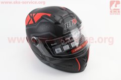 Фото товара – Шлем закрытый +очки BLD-М61 S- ЧЕРНЫЙ матовый с серо-красным рисунком
