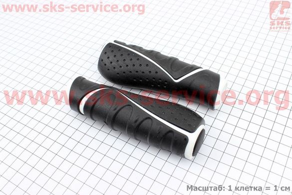Фото товара – Ручки руля 130мм, эргономичные, чёрно-белые VLG-709