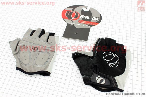 Фото товара – Перчатки без пальцев L с мягкими вставками под ладонь, чёрно-серые