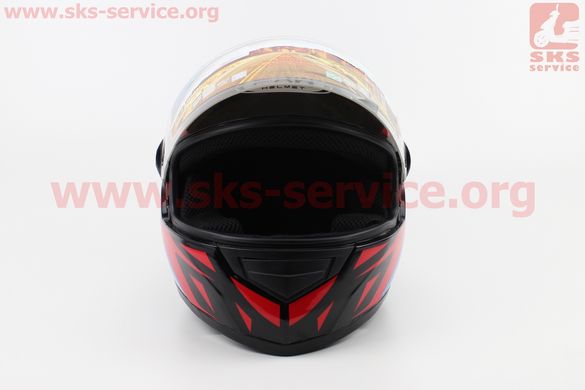 Фото товара – Шлем закрытый HF-111 M- ЧЕРНЫЙ с красно-синим рисунком Q223RBL