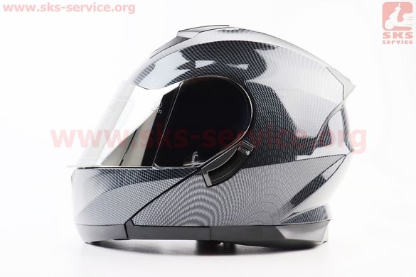 Фото товара – Шлем модуляр, закрытый с откидным подбородком+откидные очки BLD-162 М (57-58см), "КАРБОН" глянец