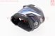 Шлем кроссовый/эндуро/АТV со стеклом (сертификации DOT/ECE) SCO-819-7 S (55-56см), ЧЁРНЫЙ матовый с сине-бело-серым рисунком, фото – 3