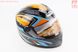 Шлем интеграл, закрытый HF-111 L, ЧЁРНЫЙ глянец с оранжево-синим рисунком Q249 (возможные потёртости), фото – 1
